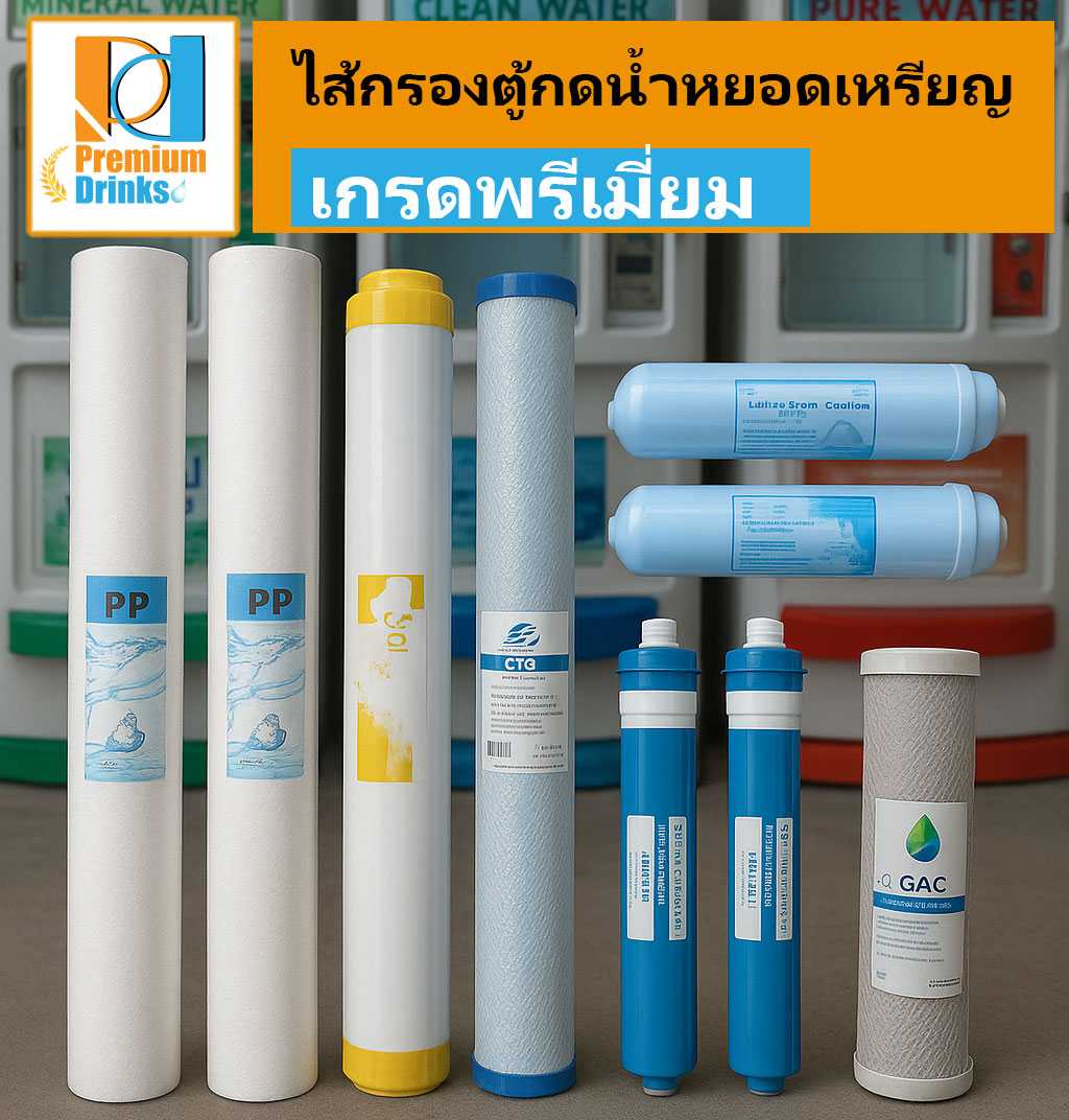 ชุดไส้กรองตู้กดน้ำหยอดเหรียญ รุ่น กำลังการผลิต1,200ลิตร ต่อวัน ตู้ใหญ่