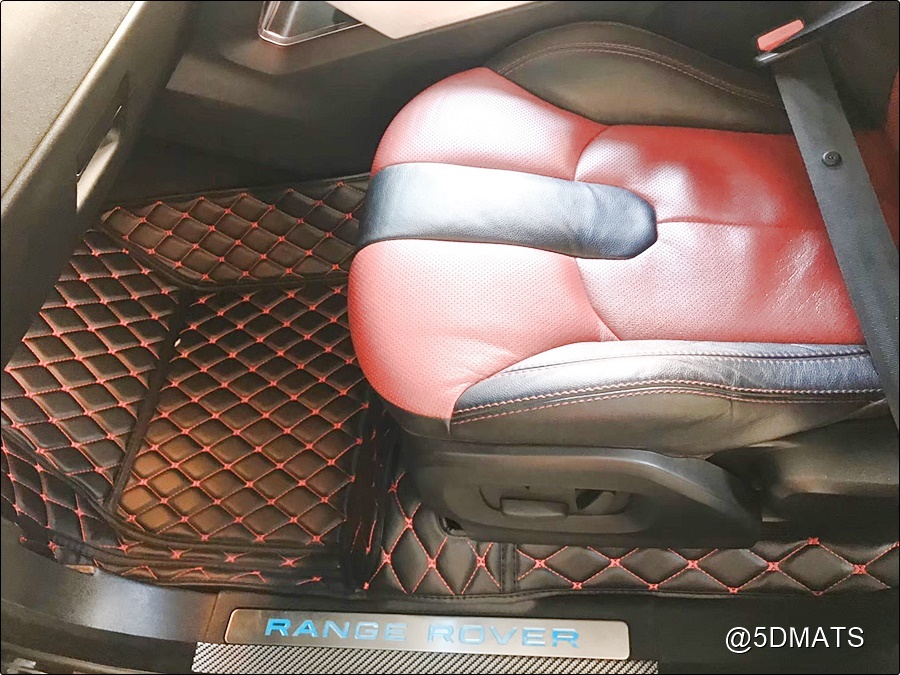 พรมปูพื้นรถยนต์6D LAND ROVER RANGE ROVER EVOQUE (2011-15) สีดำด้ายแดง เต็มคัน