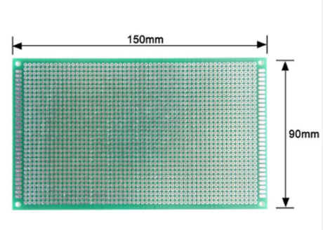 แผ่นPrototype PCB อเนกประสงค์ขนาด 9x15 เซนติเมตร แบบ 2 หน้าอย่างดี สีเขียว 9x15