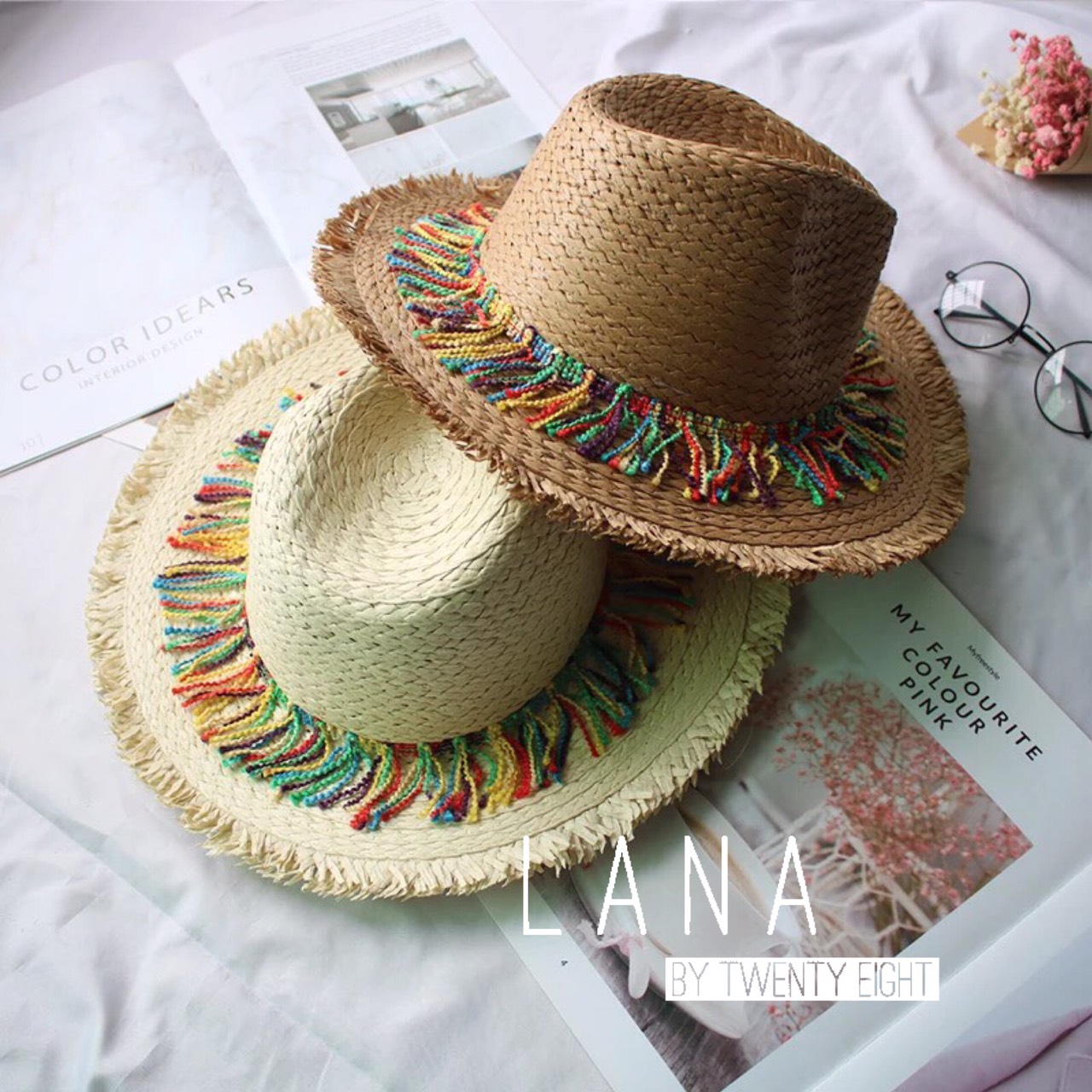 หมวกสานแต่งพู่