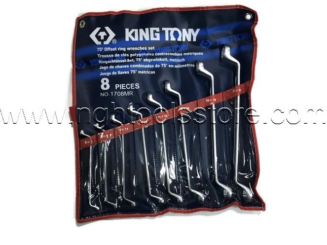 ประแจแหวนคอ 75 องศา ชุด 8 ตัว (1708MR) ยี่ห้อ KING TONY