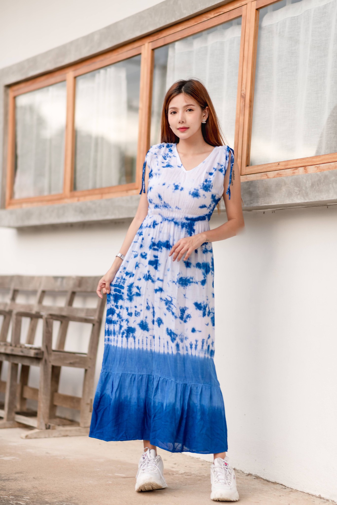 เดรสคอวี มัดย้อมคราม