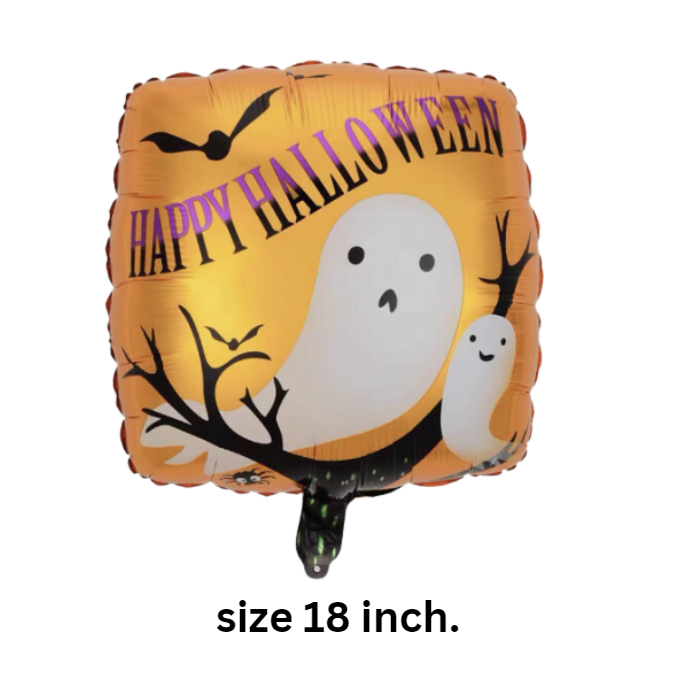 ลูกโป่งฟอยล์สี่เหลี่ยม ผีน้อย สีส้ม ขนาด18นิ้ว