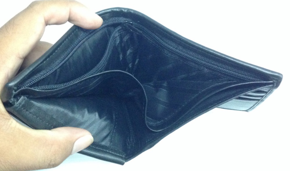 กระเป๋าสตางค์หนังนกกระจอกเทศแท้ สีดำ แบบสั้นUS