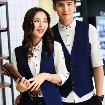 ช่างทำผมไนต์คลับบาร์ KTV บริกร overalls สูทเสื้อกั๊ก (สีดำ)