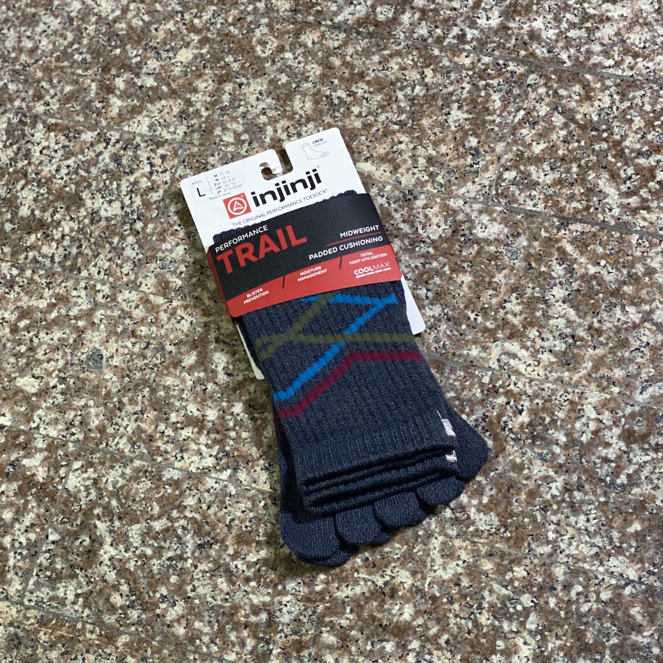 ถุงเท้าวิ่ง Injinji Trail Mid Weight Crew Running Socks (L)