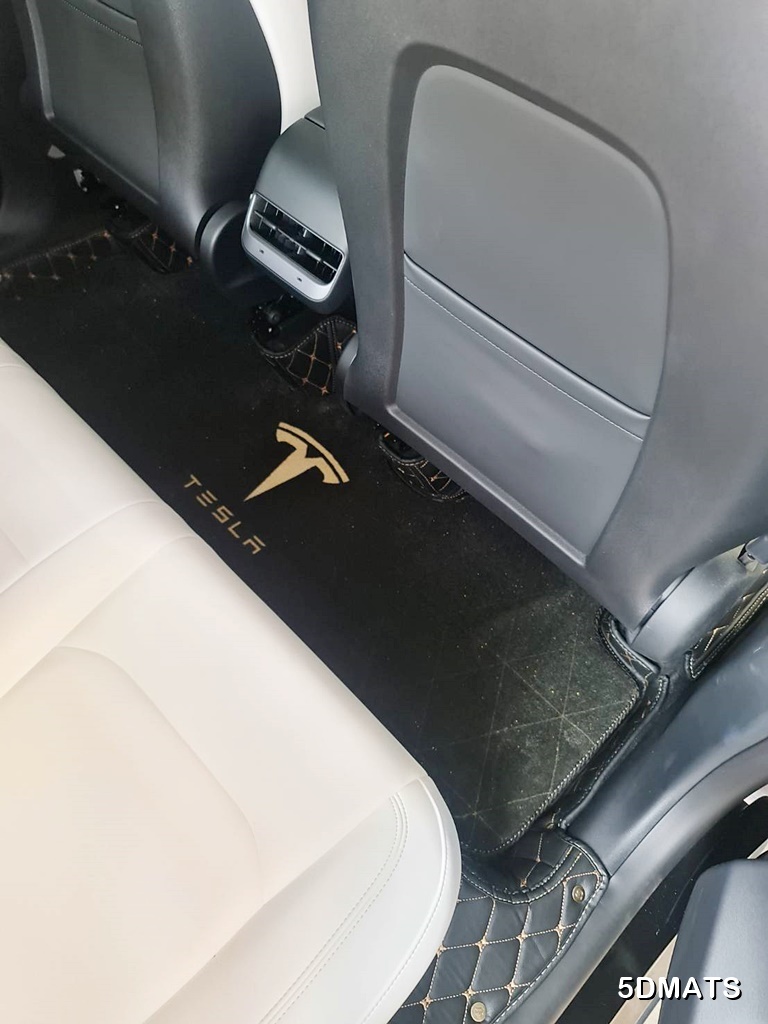 พรมปูพื้นรถยนต์ 7D TESLA MODEL Y (2021-28) พรม7D QJ VIP เสริมใยดักฝุ่น หนาพิเศษ เต็มคัน