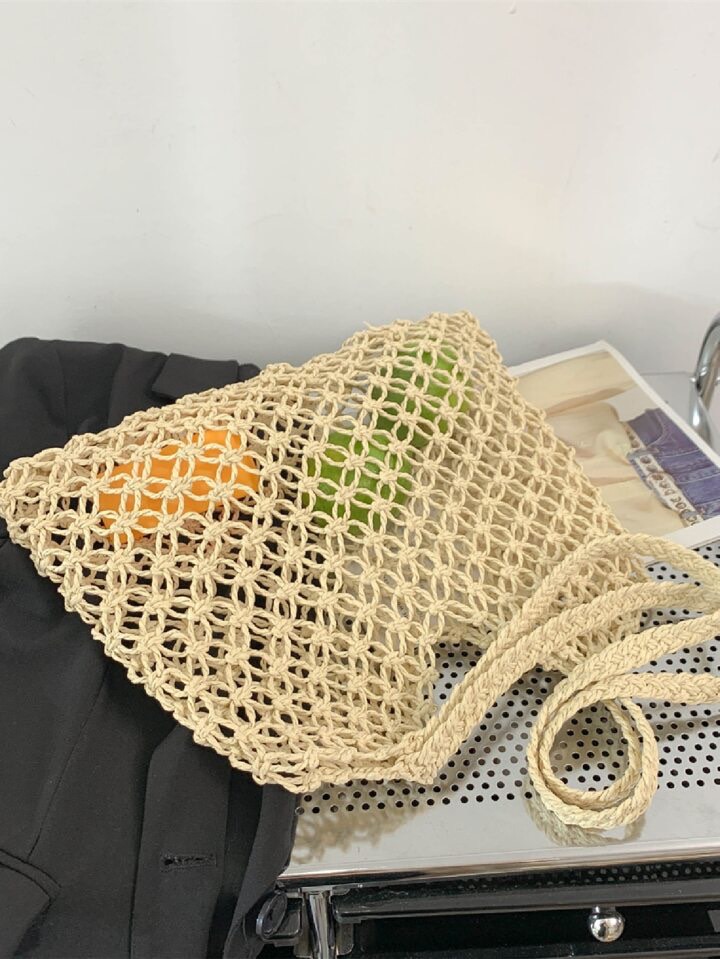 กระเป๋าสานถักสายยาว ตาข่าย ไปทะเล มินิมอล 🦩