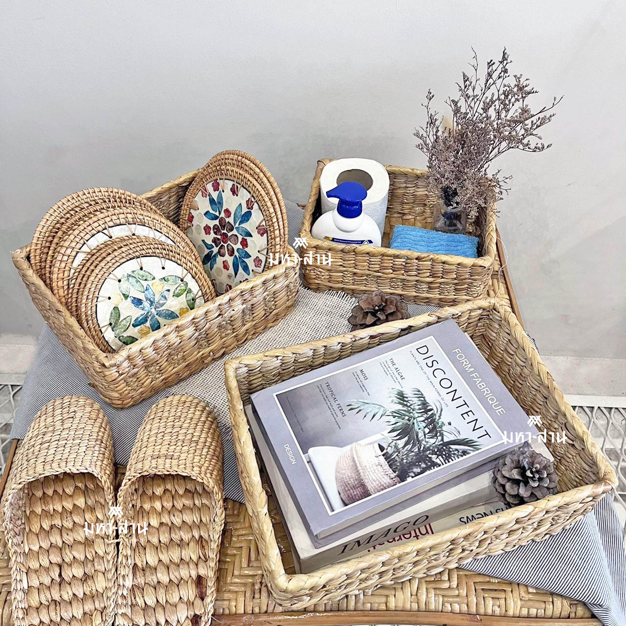 กล่องสาน ผักตบชวา มินิมอล ใส่ผลไม้ ถาดอาหาร💝