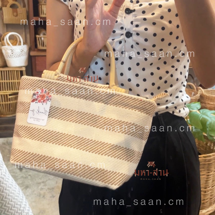 กระเป๋าผ้า หูหวาย คละแบบ สั่งผลิตติดแบรนด์ลูกค้าได้ 🎁