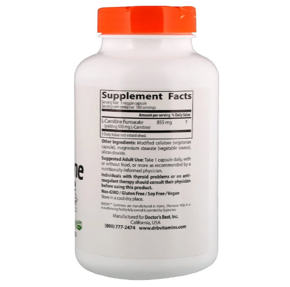 Doctor's Best, Best L-Carnitine Fumarate, 855 mg, Veggie Caps