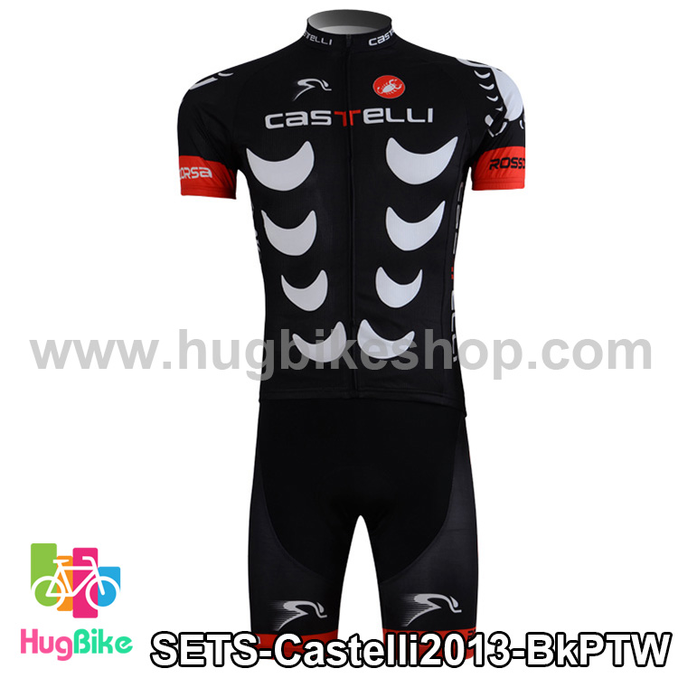 ชุดจักรยานแขนสั้นทีม Castelli 13 (01) สีดำลายขาว
