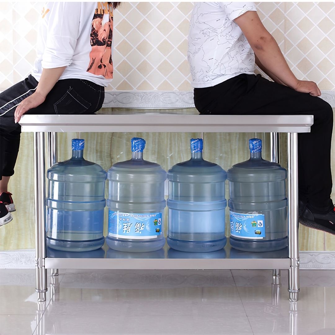 TMT โต๊ะสแตนเลส 201 ทรงพื้น 2 ชั้น