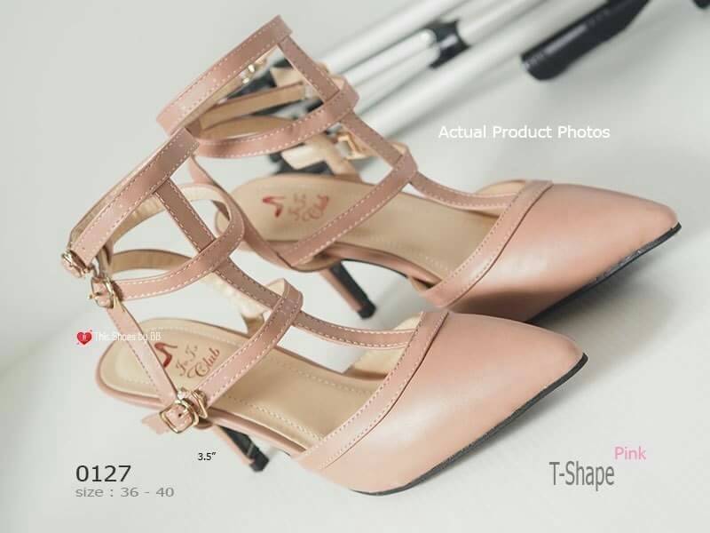 รองเท้าส้นสูงพันข้อสามชั้น