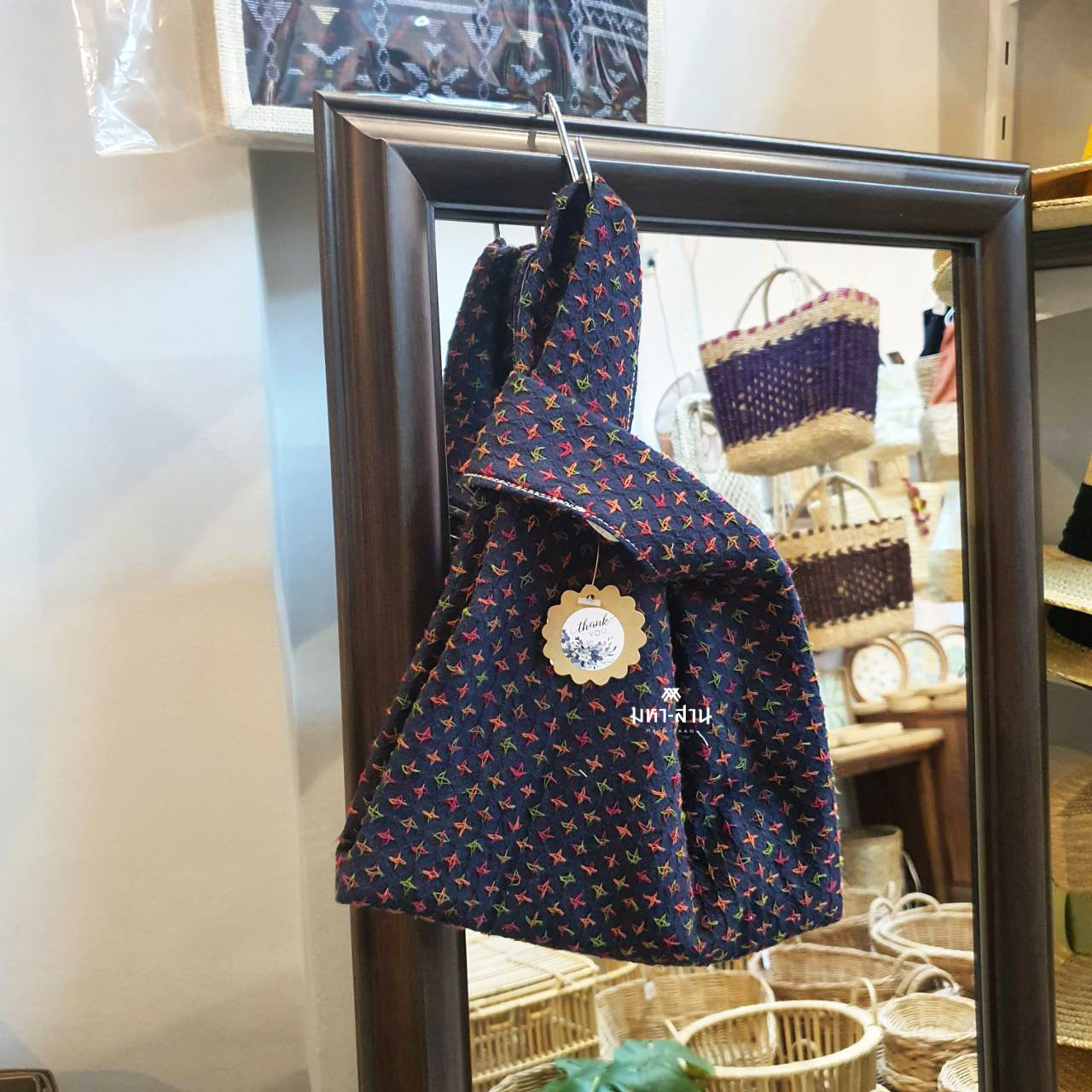 กระเป๋าผ้า ถุงผ้า แฟชั่น หูหิ้ว กระเป๋าคล้องแขน คละสี 🍨