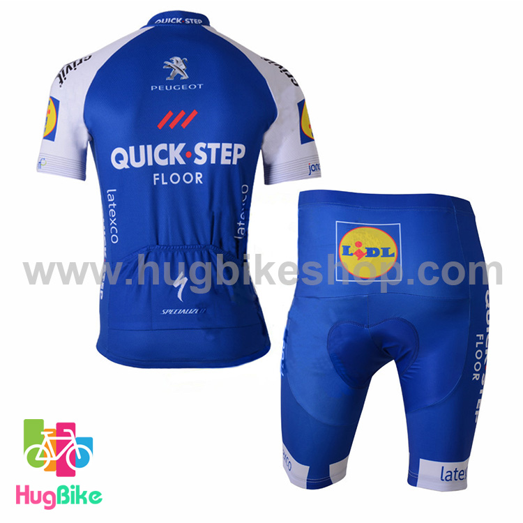 ชุดจักรยานแขนสั้นทีม Quick Step 17 (03) สีฟ้าขาว