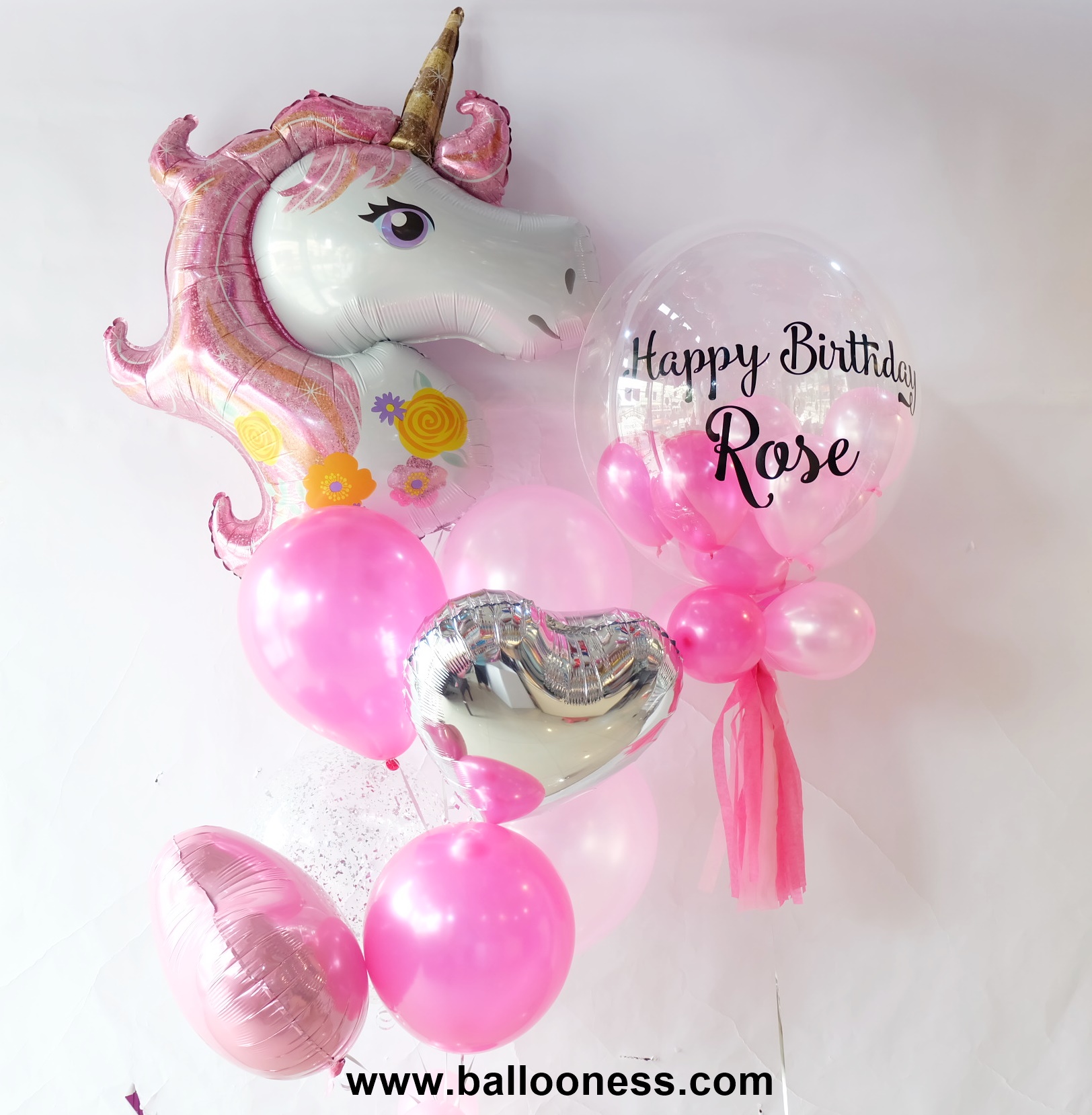 Happy Birthday 24-inch + 1 bunch + Unicorn / ลูกใหญ่ 24 นิ้ว 1 ลูก+ช่อ6ลูก (1ช่อ) + ยูนิคอร์น