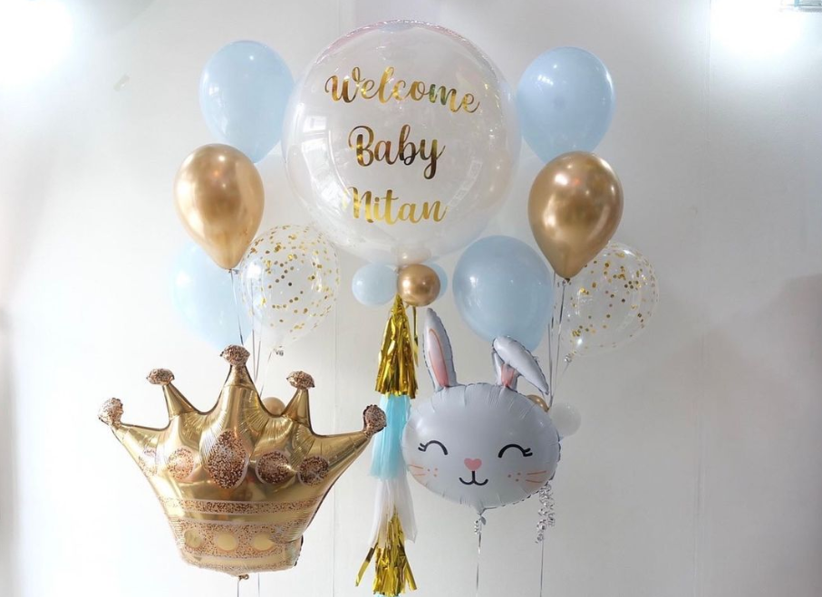 เซทลูกโป่งต้อนรับเด็ก ขนาด36นิ้ว + ช่อลูกโป่ง 5ลูก 2ช่อ + ลูกโป่งฟอยล์มงกุฎ + ลูกโป่งฟอยล์กระต่าย (เปลี่ยนโทนสีได้)