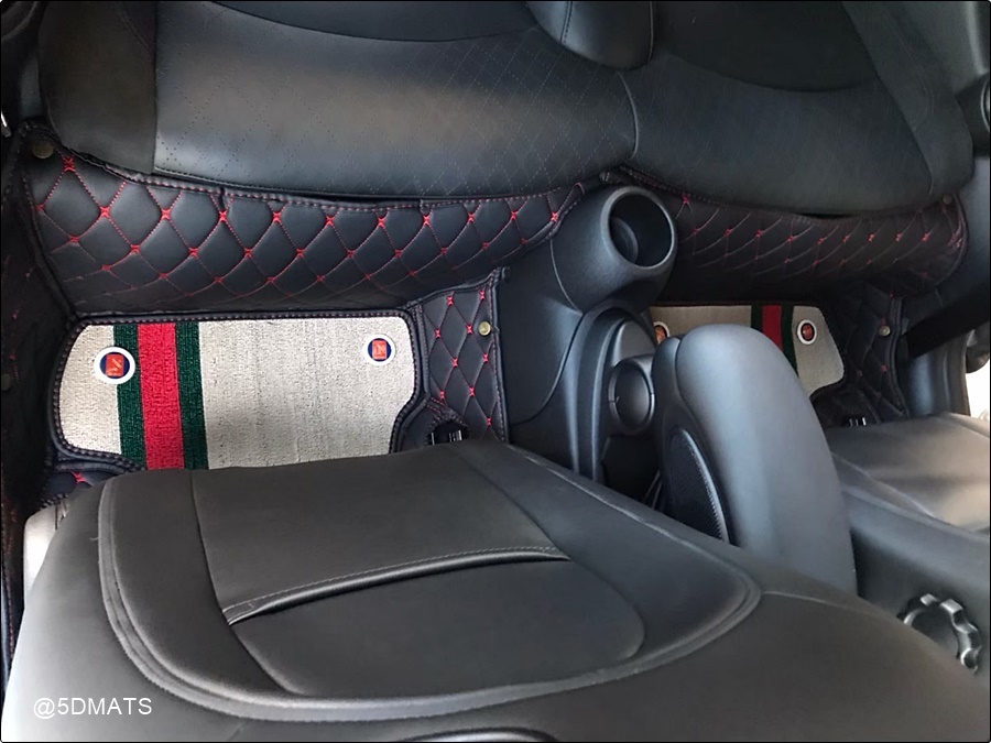 พรมปูพื้นรถยนต์ 7D MINI COOPER S F56 พรม7D QJ VIP Plus+ สีดำด้ายแดง เสริมใยดักฝุ่น เต็มคัน