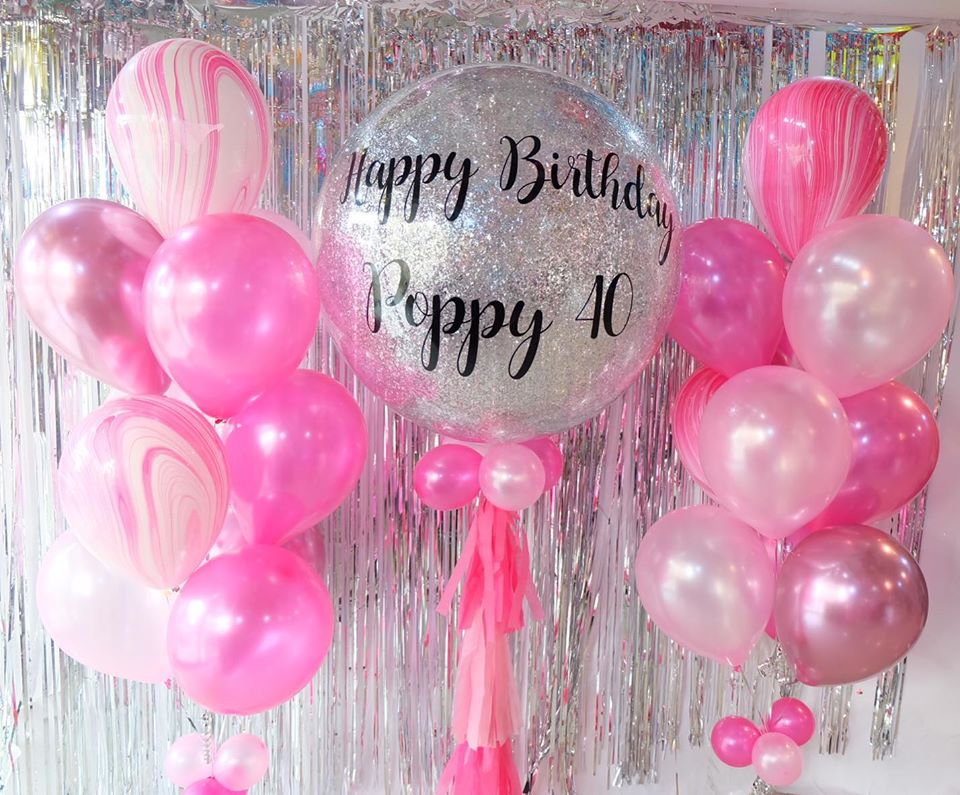 Happy Birthday biggest + 2 bunch Pink / ลูกใหญ่ 36 นิ้ว 1 ลูก+ช่อ10ลูก(2ช่อ)