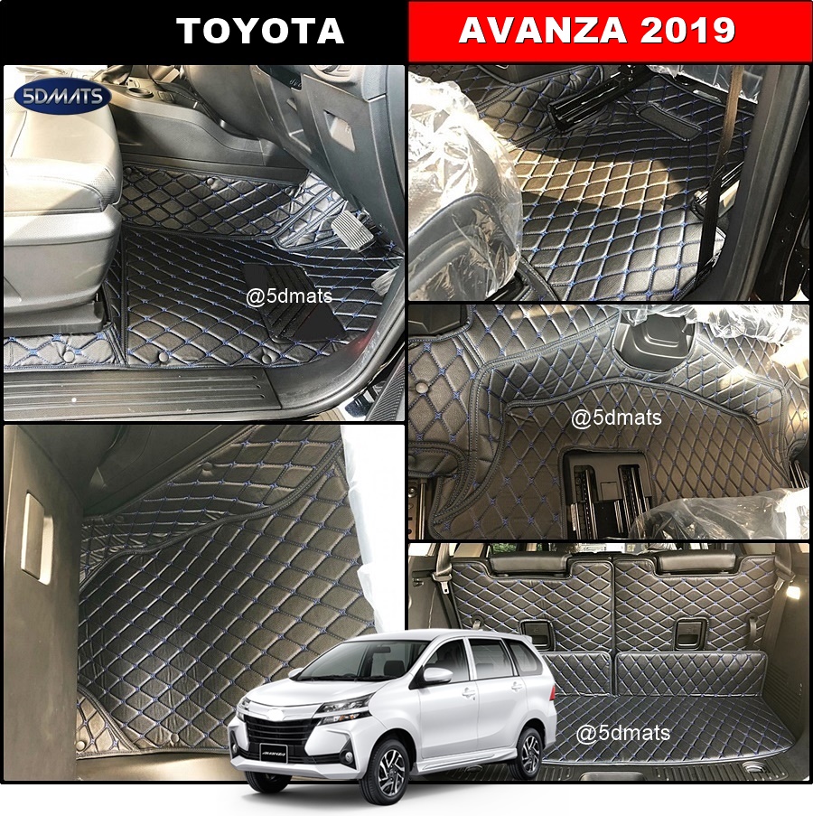 พรมปูพื้นรถยนต์6D TOYOTA AVANZA (ปี2019-23) พรม6D หนังpvcแท้ หนานุ่ม เกรดA เต็มคัน (7ชิ้น)