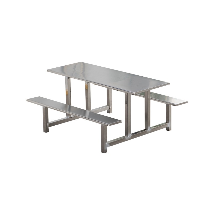 ชุดโต๊ะอาหารโรงอาหารสแตนเลส (แบบติดม้านั่ง)