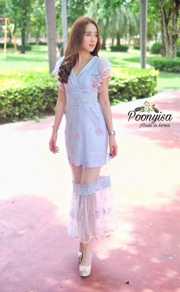 Dress คอวีแขนระยาย