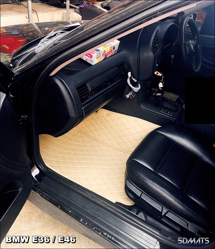 พรมปูพื้นรถยนต์6D BMW E36 , BMW E46 สีครีม เต็มคัน (3ชิ้น) st