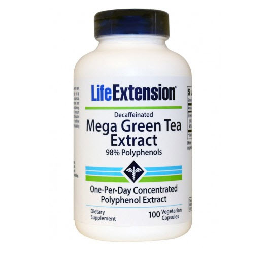 Life Extension, Mega Green Tea Extract, Decaffeinated, 100 Veggie Caps