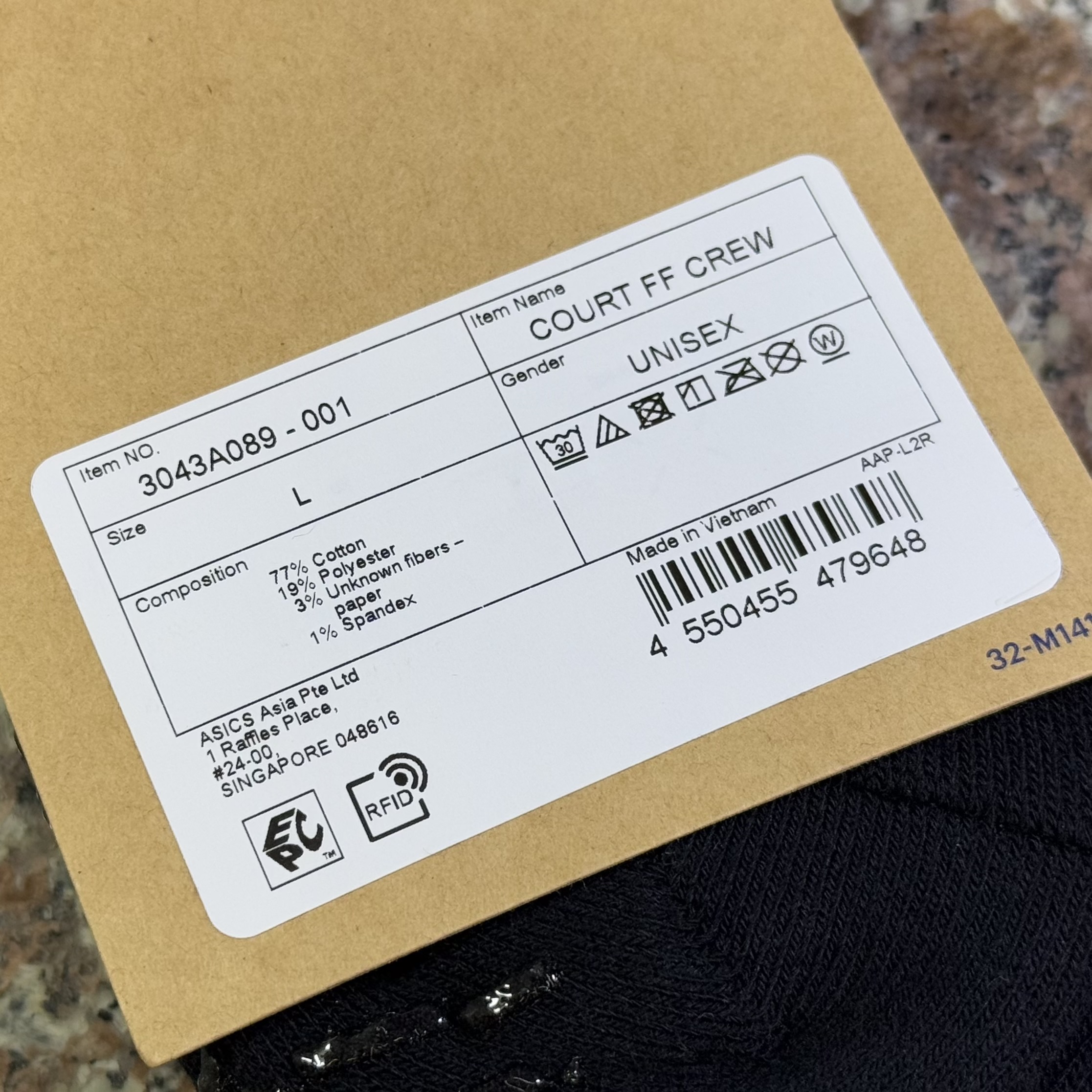 ถุงเท้า ASICS Court FF Crew Socks ‘BLACK’ (M,L)