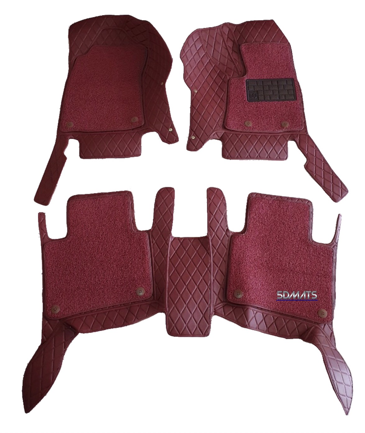 พรมปูพื้นรถยนต์5D New Fortuner 2016 ลาย RICH สีไวน์แดง เต็มคัน เสริมใยดักฝุ่น