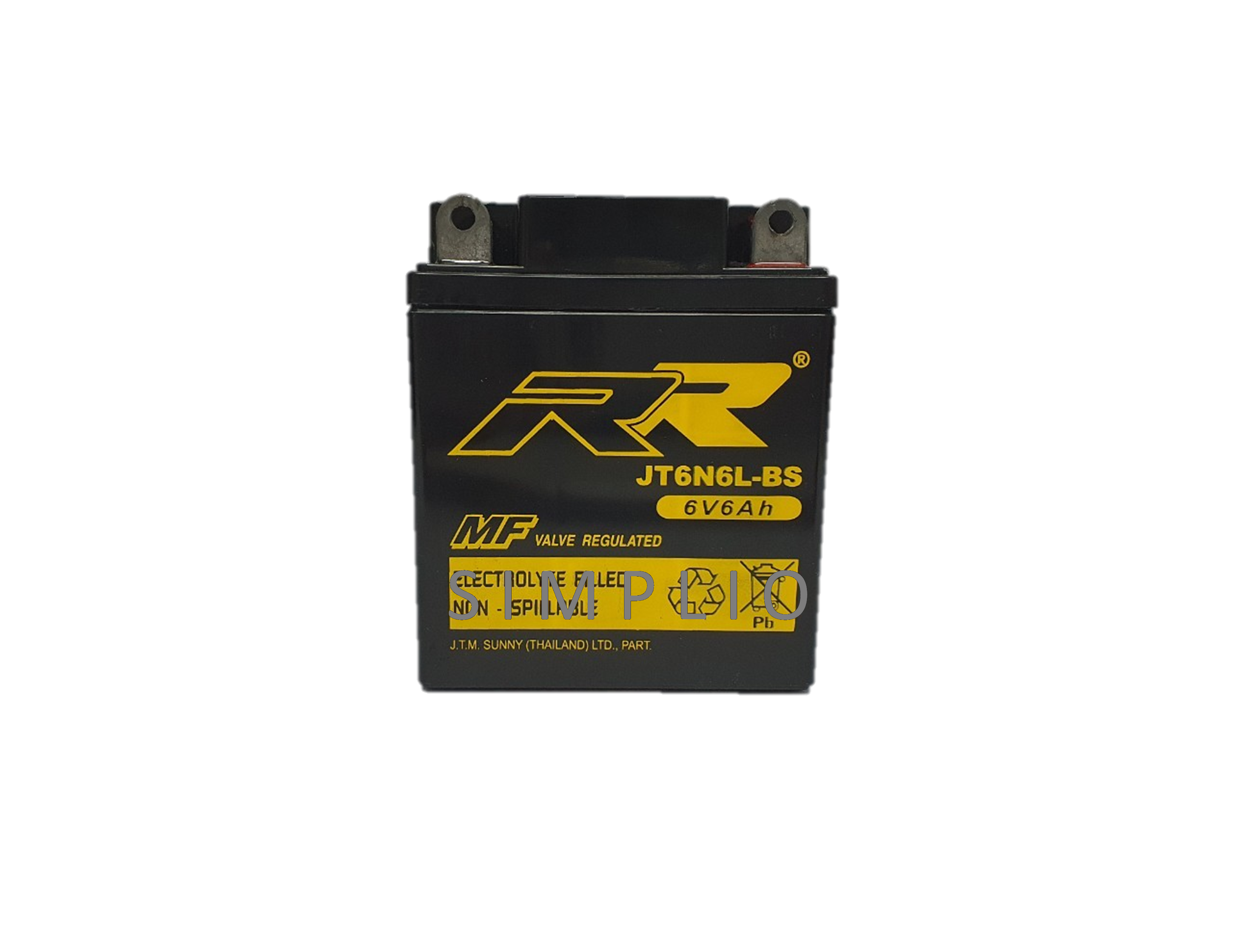 RR Battery JT6N6L-BS (ุ6V 6AH) แบตเตอรี่สำหรับมอเตอร์ไซค์ (แบตมอไซ)