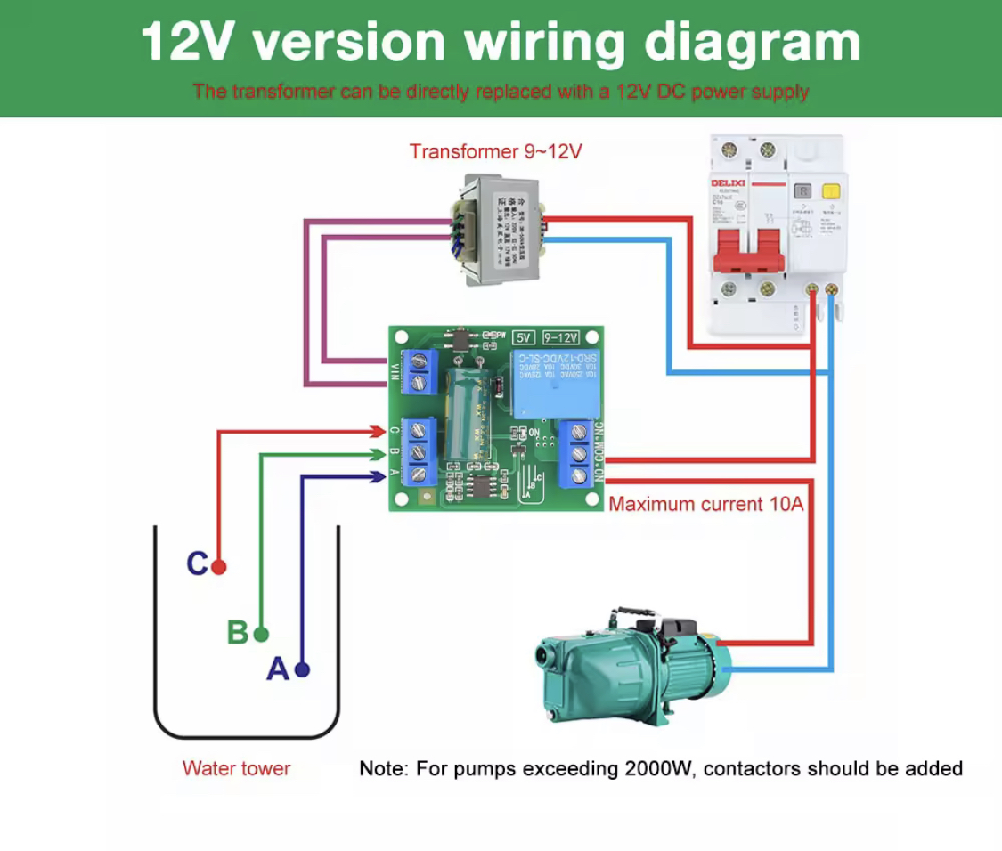 โมดูลควบคุมระดับน้ำอัตโนมัติด้วยรีเลย์ (Liquid Sensor Switch) 5 v, 12 v