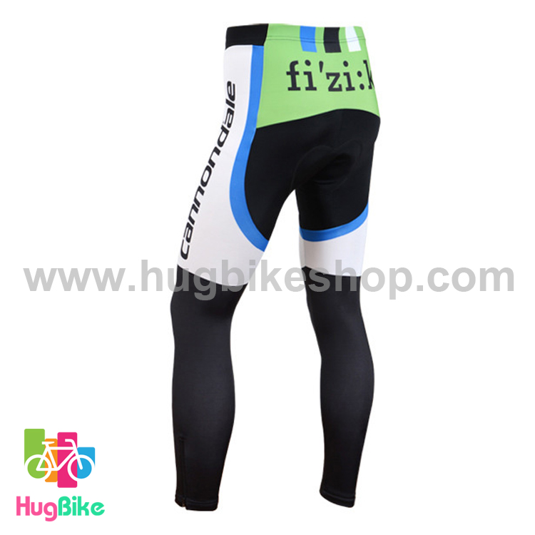 กางเกงจักรยานขายาวทีม Cannondale 14 สีดำขาวเขียวฟ้า