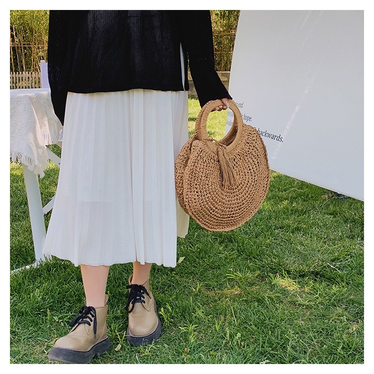 กระเป๋าเชือกถัก กระเป๋าทรงกลม กระเป๋าถือ กระเป๋าแฟชั่น