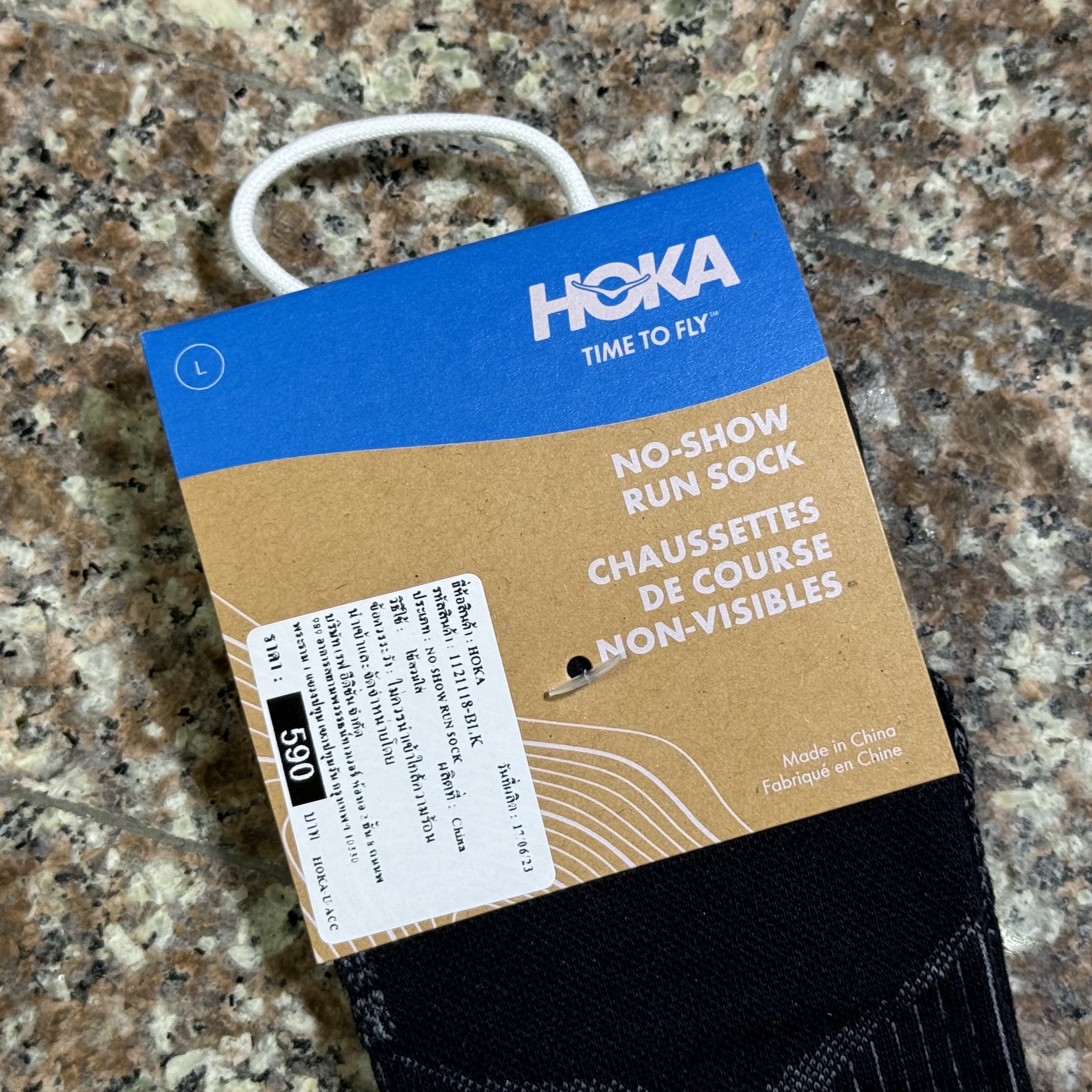 ถุงเท้าวิ่ง HOKA No-Show Running Socks ‘BLACK’ #แพค1คู่ (L)