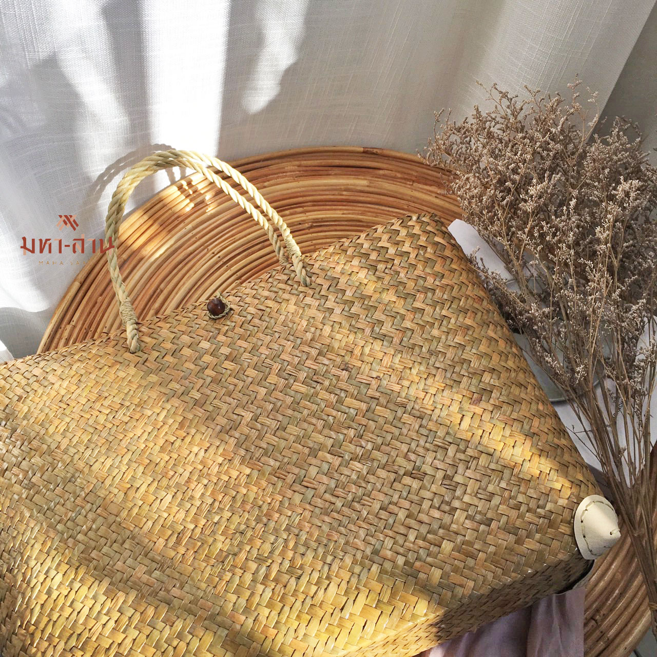 กระเป๋ากระจูดใหญ่ ก้นผืนผ้า 👜