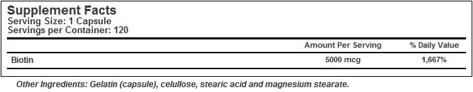 Vitacost Biotin 5000 mcg - 120 Capsules