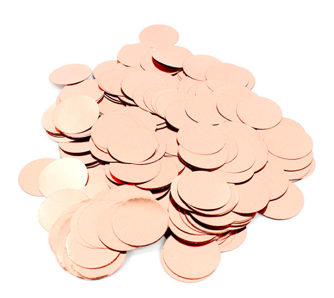 Confetti กระดาษโปรยกลม กระดาษโปรยปาร์ตี้ 2.5CM สีโรสโกลเงา 100 กรัม