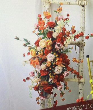 Naladashop ดอกไม้ประดิษฐ์ โบตั๋น ส้ม 1 ช่อ