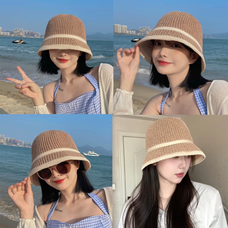 หมวกบัคเกตผู้หญิง สไตล์มินิมอล ระบายอากาศ กันแดดได้ 🧁