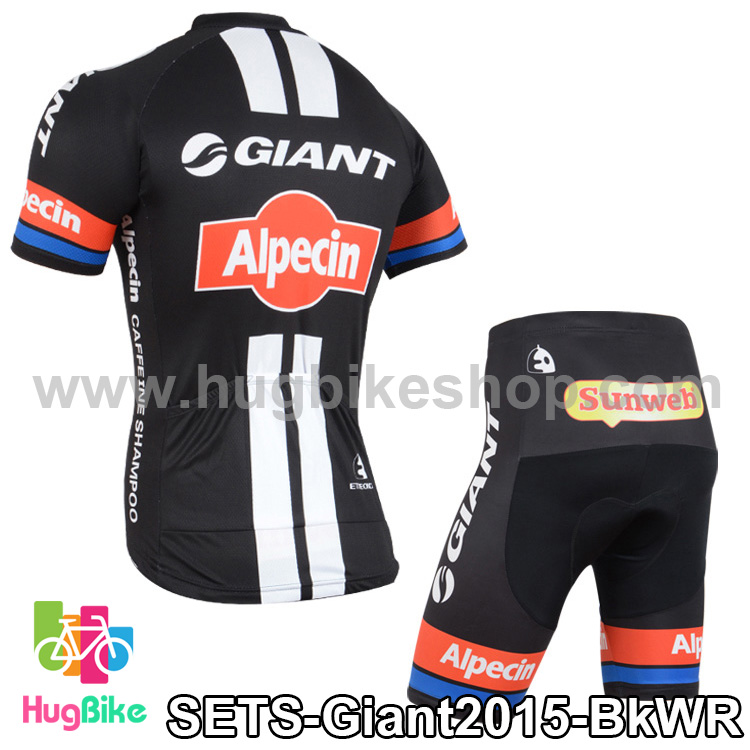 ชุดจักรยานแขนสั้นทีม Giant 15 สีดำขาวแดง