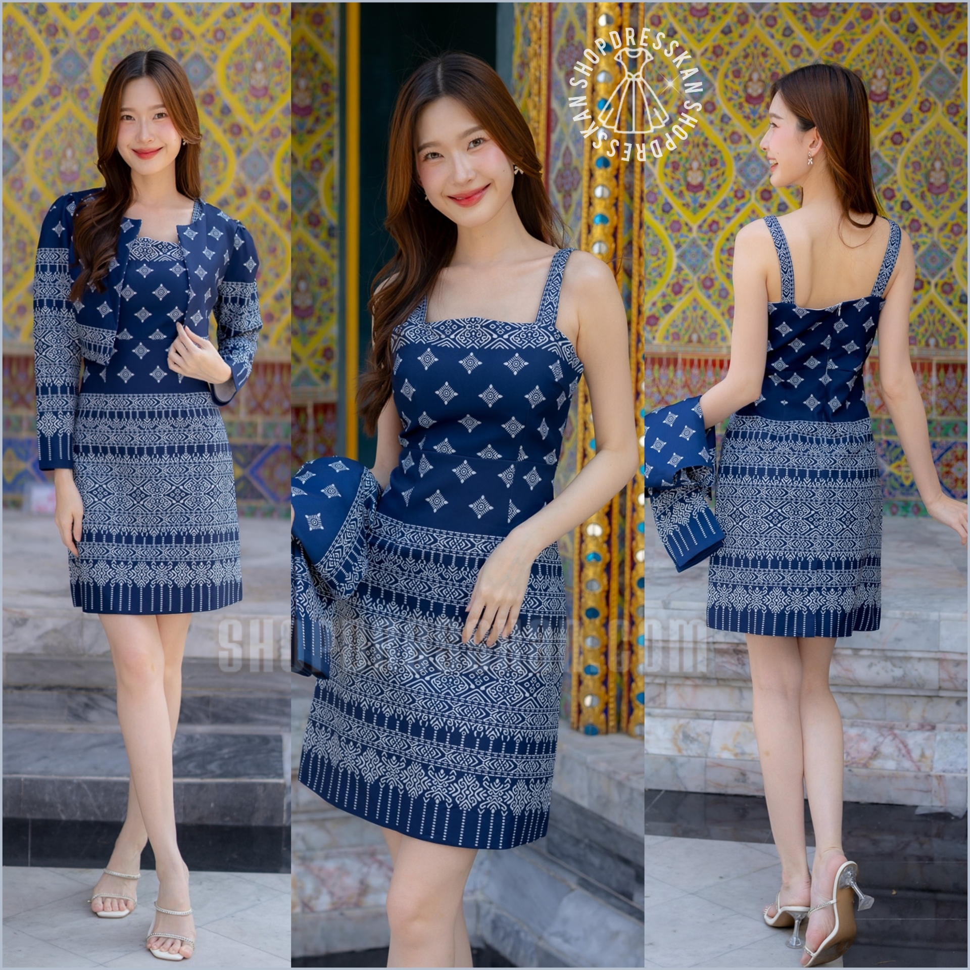 ❌หมดค่ะ❌⭐ชุดเซ็ท(2ชิเน)ผ้าไทยประยุกต์งานป้ายคุณภาพ :: [ S-M-L-XL ] :: เซ็ท 2 ชิ้น ชุดเดรสสายเดี่ยว มาพร้อมเสื้อคลุมแขนยาวเข้าชุด ทรงสวยพรางหุ่น ซิปซ่อนหลัง บุซับใน ผ้าลายไทยเนื้อดีสวมใส่สบาย ใส่ทำงาน ใส่ออกงานสวยๆ