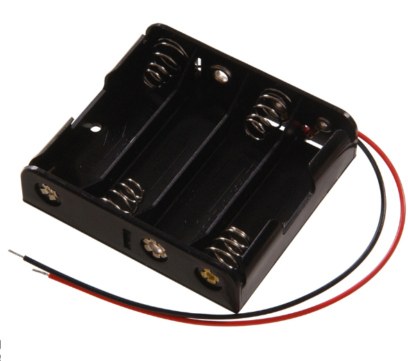 รางถ่าน (Battery Case) ขนาด AA 4 ก้อน 6V สำหรับโครงงาน D.I.Y. แบบเปลือยไม่มีฝา