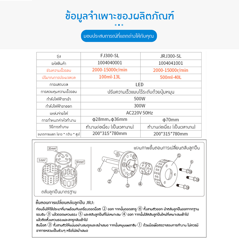 เครื่องโฮโมจีไนเซอร์แขนยื่น JRJ300-SL & FJ300-SL
