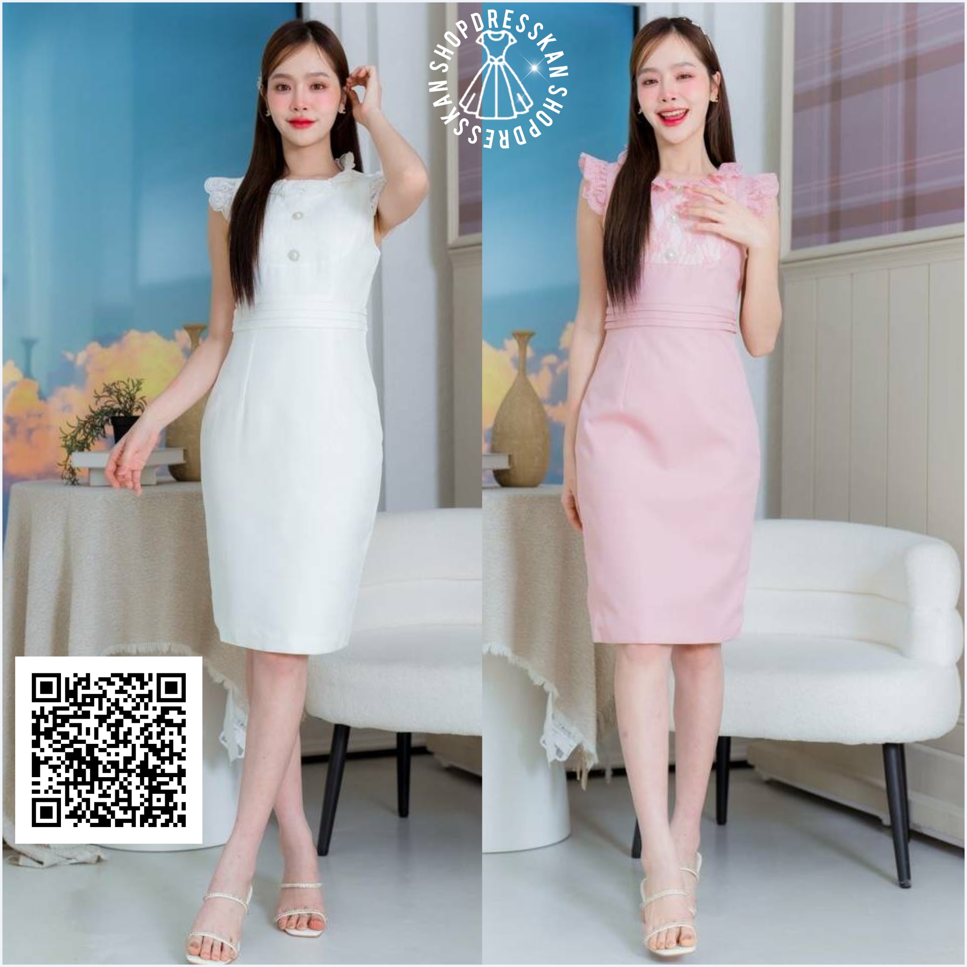 ❌หมดทุกสีทุกไซส์ค่ะ❌⭐ชุดเดรสงานป้ายคุณภาพ⭐[ S-M-L-XL] :: ชุดเดรสสั้นแขนกุดออกงาน แต่งลูกไม้ระบาย ทรงเข้ารูปสวย ซิปซ่อนหลัง บุซับใน ผ้าเนื้อดีสวมใส่สบาย ใส่ออกงานสวยๆ ใส่สวยได้หลายโอกาส