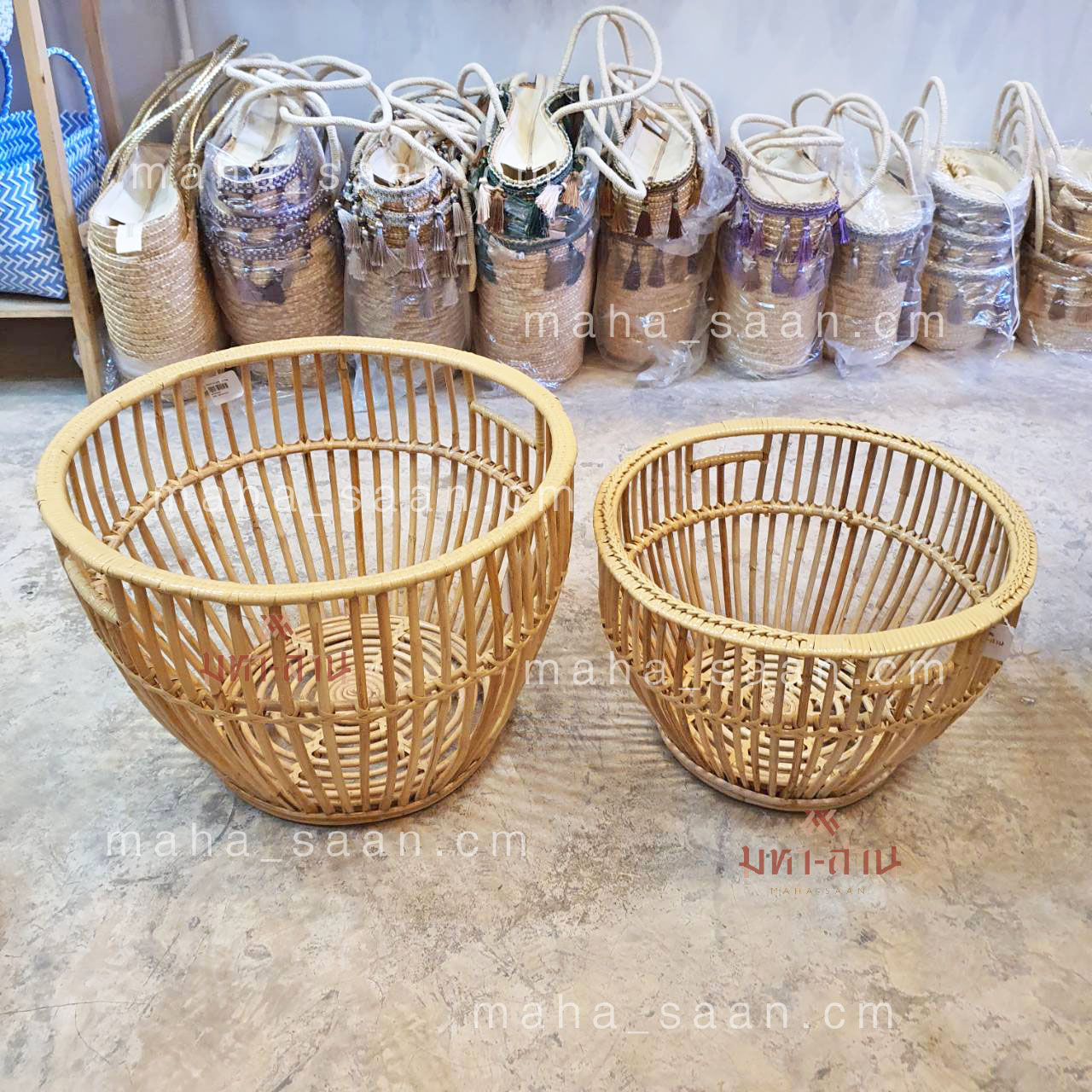 ตะกร้าหวาย ตะกร้าผ้าหูหิ้ว ตะกร้าสาน ตะกร้ามินิมอล🧺