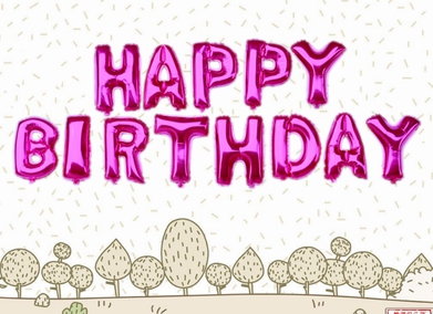 HAPPY BIRTHDAY สีชมพูบานเย็น ครบเซท 13 ตัว