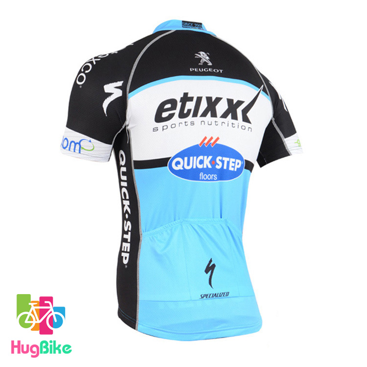 เสื้อจักรยานแขนสั้นทีม QuickStep 15 (01) สีดำขาวฟ้า