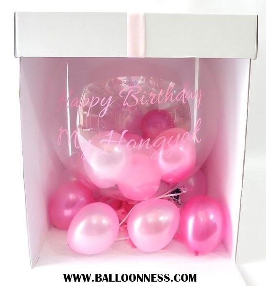 เซทกล่องลูกโป่งเซอร์ไพร์ โทนชมพู ขนาด24นิ้ว /Birthday Surprise Box Set